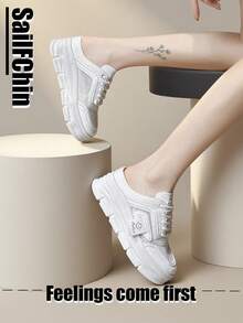2025 Spring/Summer New Women's Casual Shoes With Women's Platform Soles Shoes, White Shoes, Comfortable Sports Shoes , Party Shoes, For Cropped Women's Sporty Style