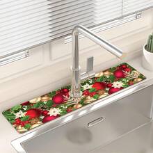 1 Stück Weihnachts-Motiv Diatom Schlamm Wasserhahn Absorbent Pad - Weihnachtsglocke rutschfest, feuchtigkeitsbeständig und spritzwassergeschützt, geeignet für Küchen- und Badezimmer-Arbeitsflächen.