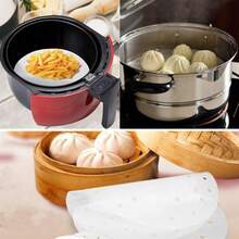 100-Pack 9 Inch Unbleached Steamer Liners, Perforated Parchment Paper Rounds For Air Fryer, Bamboo Steamer & Cooking - Non-Stick - Air Fryer Liners - 9 inches - View 4