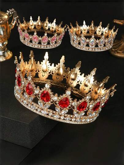 1 pieza Corona de novia de princesa de lujo con cristales de diamante, para decoración elegante de cumpleaños, boda y fiesta para mujeres, tocado de novia