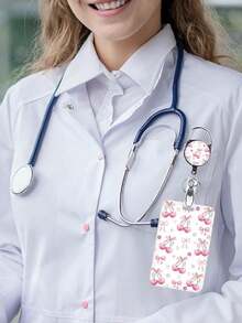 Suport retractabil pentru insignă cu model de cireșe, etichetă de identitate, carabină pentru insignă de angajat, rolă retractabilă roz pentru insignă cu șnur detașabil - Suport pentru ID și chei cu citate motivaționale, protector vertical pentru carduri pentru biroul principal, doctor, asistentă medicală, profesor, femei, studenți și profesioniști, cadou de Paște