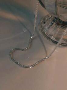 1 pieza Tobillera brillante con estrellas para mujeres, diseño único y elegante minimalista, adecuado para uso diario, fiestas y reuniones - Plateado - Ver 5