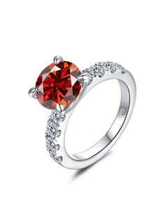 1pc S925 Sterling Silver Moissanite Engagement Ring, 3.5CT D Color VVS1 Clarity, Elegant & Fashionable Style Suitable For Engagement, Wedding, Anniversary, Daily Wear, And Gift Giving For Thanksgiving, Birthday, Holidays, Friends And Partners