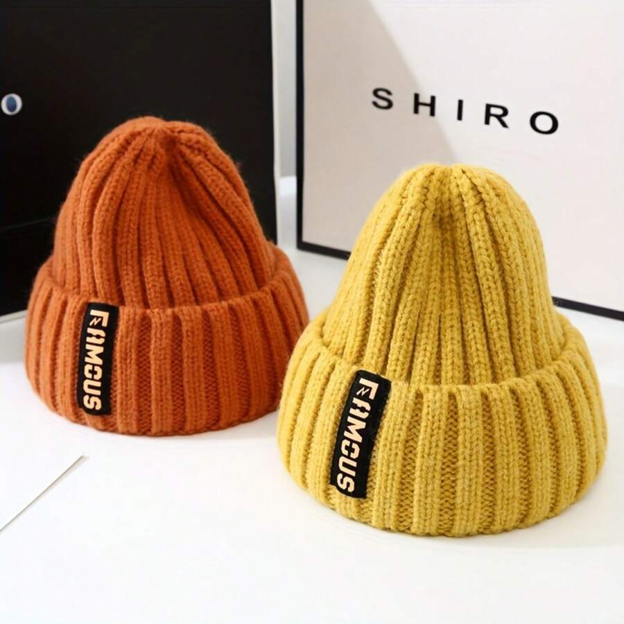 1pc Knitted Hat, Winter, Winter Warm Ear Protection Head Hat, Winter Hat, Women, Korean Style, Versatile And Fashionable, Long Label Wool Hat, Warm Ear Protection Head Knitted Hat - Multicolor - View 1