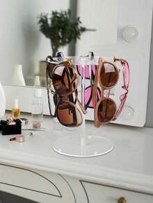 1pc Acrylic Sunglass Display Stand,Premium ClearRound Riser Stands,Clear Tabletop Glasses Holder Organizer. - Clear - View 3