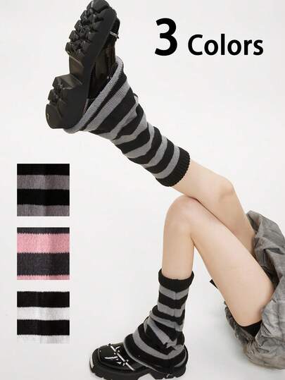 1 Pair - Long Tube Stacking Sock Covers, Women's Y2k Calf Socks, Spring And Autumn Knitted Leg Covers With Loose Flared Mouth For Slimming Effect