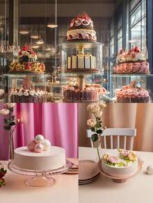 1 pieza Modelo de pastel de espuma blanca redonda, modelo de plástico de espuma, para práctica de decoración de pasteles DIY, decoración de bodas, decoración de flores, construcción de pasteles, exhibición de hornear, decoración de pasteles para fiestas de Navidad, San Valentín y otras fiestas, modelo de utilería para hacer pasteles de hotel - Multicolor - Ver 9