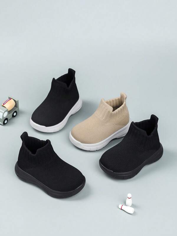 Zapatos casuales transpirables de punto con soporte de tobillo para niños pequeños, zapatillas deportivas antideslizantes para uso diario