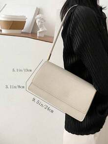 时尚鳄鱼纹压花翻盖单肩包 - 白色 - 查看 6