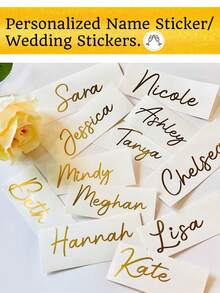 Pegatina con nombre de boda, pegatina con nombre personalizado/pegatinas de boda, letras de vinilo con lámina personalizada, pegatina con nombres de invitados, pegatina de tarjeta de lugar, pegatina de tarjeta de lugar, etiquetas de boda, pegatina de tarjeta de lugar de mesa, número de mesa con nombre de invitado, favor de fiesta - Multicolor - Ver 2