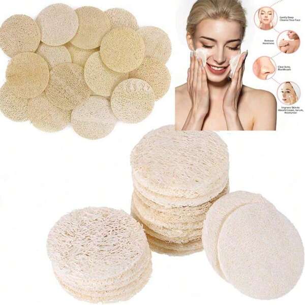 5pcs Face Towels, Loofah Network Makeup Remover, Face Wash Patches, Loofah Network Makeup Remover, Face Wash Circular Patches, Bath Wipes