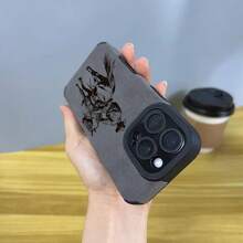 Funda de teléfono de piel sintética mate multicolor con estampado de un vaquero montando a caballo, que ofrece un buen agarre y protección contra golpes. Es resistente a la suciedad, reforzada para protección contra colisiones, antideslizante y amortiguadora de golpes, adecuada para iPhone 17 Air - Marrón - Ver 10