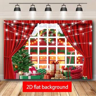1 Piece, Christmas Wonderland Snowman Background Paired With Red Curtains, Perfect For Indoor Celebrations, Studio Photography, And Holiday Parties L321
