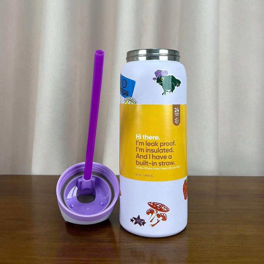 OWALAFreeSip 32oz Straw Insulated Water Bottle Double-Layer Stainless Steel Vacuum Thermal Mug For Sport And Travel - Dear Diary-32oz - 查看 1
