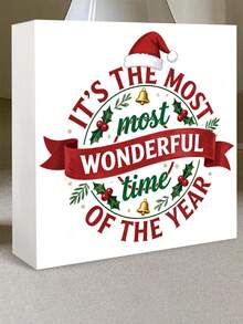 1 buc/4 buc Elemente de Crăciun și Design de Binecuvântare cu Text - Ornament de Decor Pătrat din PVC pentru Desktop, Cadouri de Crăciun, Cadouri Excelente pentru Femei, Decorare, Potrivit pentru Acasă, Raft de Cărți, Desktop, Decorare de Birou