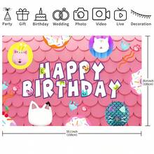 1 pièce Mignon toile de fond de décoration de fête d'anniversaire de Gabby's Dollhouse avec motif de chat rose - 210 x 13 cm / 150 x 100 cm / 100 x 75 cm, Adorable décoration murale de fête thème chat rose et blanc de Gabby's Dollhouse, décoration d'arrière-plan de table de gâteau pour baby shower
