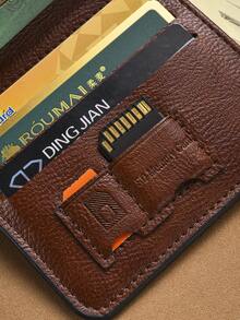 Men's Slim Bifold Wallet With Card Holder, Vertical Trifold Leather Wallet With ID Window Christmas Vintage Gifts - Multicolor - View 7