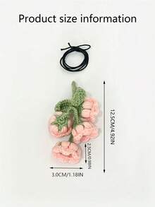 1pc Handmade Crocheted Pink Lily-Of-The-Valley Car Rearview Mirror Decoration - Multicolor - View 2