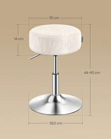 Makeup Stool Bar Stool Height Adjustable 360° Swivel PU Thick Padding for Bedroom Kitchen Dining Room Modern - Cremeweiß - Übersicht 5