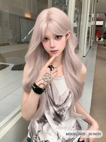 alicegarden Parrucca riccio con pizzo sulla fronte, parrucca riccio rosa chiaro lungo 20 piedi, naturale e realistica per uso quotidiano