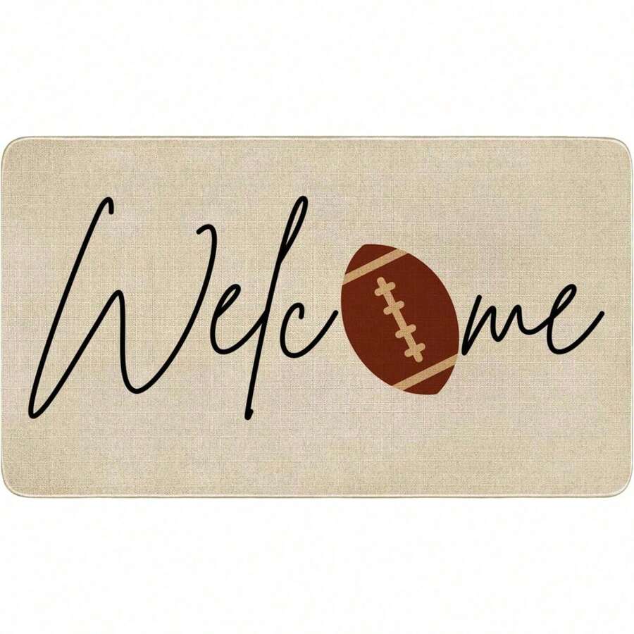 Football Season Doormat, Fall Football Door Mat, Football Welcome Mat Outdoor Rug Outside, Non-Slip Rubber Backing For Front Door, Entrance, Kitchen,Yard - Multicolor - View 1