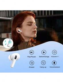 A9 PRO Wireless Earbuds, Visible Touch Screen Control,Noise Cancelling, Bluetooth 5.0, ANC, ENC, Hands-Free Calling, White - 白色 - 查看 2