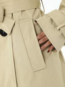 Plain    Elegant  Casual    Pocket  Zipper  Button    Office