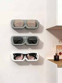 1pc Glasses Storage Rack, Bathroom Bedside Wall-Mounted Sunglasses Glasses Display Rack, Can Place Prescription Glasses, Bedroom Bedside Punch-Free Pressure-Resistant Wall-Mounted Sunglasses Display Rack, Jewelry Sundries Storage Rack, Suitable For Bedroom Dressing Table, Dressing Table, Drilling-Free Glasses Storage Rack, Bathroom Wall-Mounted Sunglasses Storage Rack Christmas Decorations, Christmas Gifts - 彩色 - 查看 5