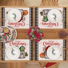 2/4/6pcs Christmas Happy Placemats, Gray Gnome Fantasy Snow Tree Branch Design Rectangular Placemats, 12x18 Inch, Suitable For Kitchen, Dining Room, Coffee, Party/Wedding Decor, Seasonal Winter Christmas Table Mats, Home Dining Table Decor, Party Decor, Christmas Decor, Holiday, Dining, Home Decor