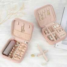 Travel Jewelry Case Bridesmaid Gifts Box,3 Pack Small Jewelry Box Mini Jewelry Organizer,PU Leather Portable Earring Storage Box For Women Girls Bridesmaid Proposal Gifts - Hồng - Xem 6