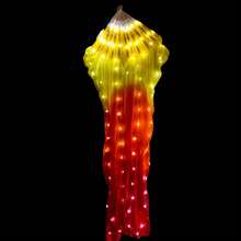 1pc Carnival LED Silk Belly Dance Fan Veil, 100% Silk LED Light Show Belly Dance Stage Performance Dance Costume - 2 AAA Batteries (Batteries Not Included)