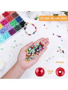 Pearl Beads Kit, Mix Colors Round Faux Pearl Beads Kit For Jewelry Making, DIY Friendship Bracelets Necklace Key Accessories Crafts
