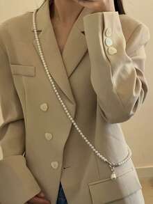 Faux Pearls Long Necklace Chain Body Jewelry For Women Personalized Big Pendant Jewelry - Long Pearl - View 2