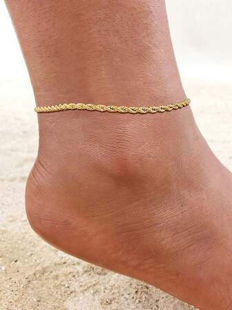 1 st. fotlänk i rostfritt stål med vridmocka, längd 21,5-26,5 cm, fotsmycken för kvinnor