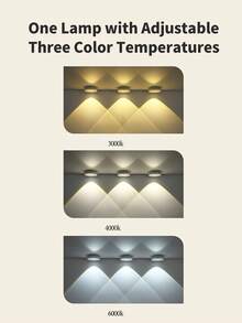 1pc LED Rechargeable Small Spotlight, No Electricity Required Wall Light With Motion Sensor, Night Light Function, Adjustable Ambient And Shadow Light, Supports 3-Color Dimming/Magnetic Installation/Sensor Mode Or Full Brightness Mode Switchable, Suitable For Kitchen Lighting, Display Cabinet/Wardrobe/Cabinet Lighting (Battery Capacity 400mAh) - Round Cat's Eye Lamp - View 6