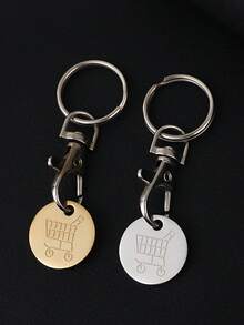 1pc Detachable Shopping Cart Keychain - Convenient Keyring, Portable Keychain, Supermarket Trolley Coin Holder, Suitable For Car, Backpack And Handbag - Perfect Gift For Birthday, Party And Holiday, Great Gift For Family, Friends Or Lover, Even Christmas Gift - Silver - View 1