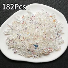 92/182 piezas Decoración de lazos holográficos de resina, aproximadamente 30 tipos de accesorios de lazos 3D transparentes de color AB, adecuados para manualidades DIY y decoración del hogar - Artesanía compleja