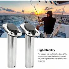 Soporte para Caña de Pescar de Acero Inoxidable, Incluye 2 Unidades con Base de 9 Pulgadas y Ajuste de 30°, Ideal para Yates y Embarcaciones - 1 - Ver 6