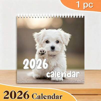 Calendario da tavolo elegante 2026 con design carino di cane Westie - Pianificatore mensile da 12 mesi con vista mensile e organizzatore giornaliero, strumento di gestione del tempo portatile per casa e ufficio, regalo perfetto per Natale e compleanni