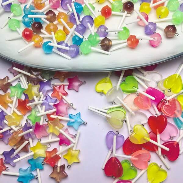 10 pièces Charms ronds et en forme de cœur en résine transparente phosphorescente, accessoires pour boucles d'oreilles, porte-clés