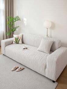 1pc 3D Textured Sofa Cover, Stretch Sofa Slipcover Multi-Functional Full Coverage Sofa Protector, Solid Color Granular Pattern Design, Suitable For Spring, Summer, Autumn And Winter, Protect Sofa And Decorate For Holidays, High Elasticity All-Inclusive Sofa Cover - Light Grey - View 7