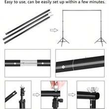 Backdrop Support Kit 2 * 2m Adjustable Background Photography Kit With White Background Cloth Photo Background Stand System With Carrying Bag And 3 Clamps For Photography Videos Party Wedding - 黑色的- - 查看 5