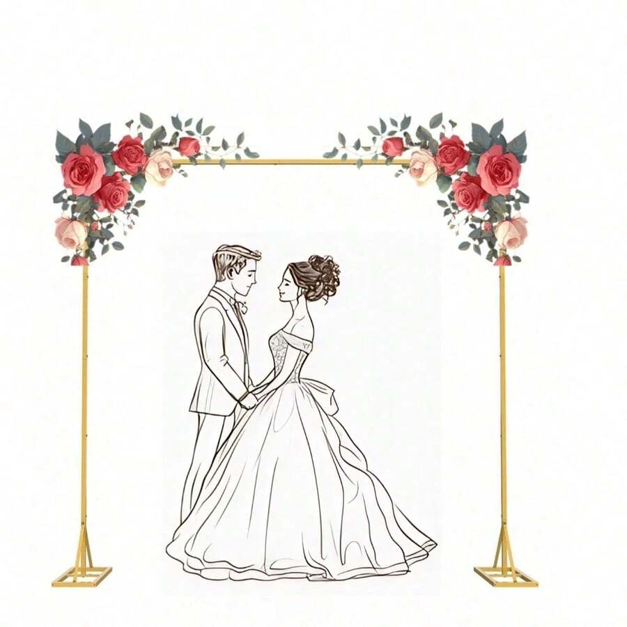 1 set Cadre de décoration de mariage carré doré, combinaison de base en tube métallique carré, support solide pour décoration florale de mariage, ballons, Saint-Valentin, anniversaire, cérémonie de remise des diplômes