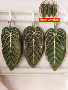 1pc/3pcs Creative Leaf Design Hand Towel, Hanging Style For Kitchen, Bathroom, Room Decor, Absorbent & Easy To Clean, Personalized Towel Dish Cloths Kitchen Towel - Multicolor - View 6