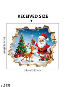 1 pieza Clásico Papá Noel y Renos Pegatina de pared 3D, Pegatina de pared de Navidad de plástico autoadhesiva para sala de estar, dormitorio y entrada, decoración navideña para el hogar, pegatinas de pared, decoración de habitación, decoración de dormitorio, decoración de cocina - Multicolor - Ver 13