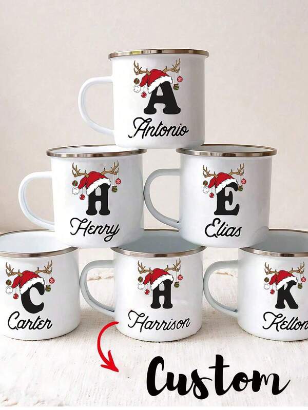 1 caneca de esmalte branca personalizada com nome, presente exclusivo para ocasiões especiais, caneca de café com foto personalizada, caneca de acampamento personalizada, presente de Natal personalizado, caneca de foto de aniversário personalizada, presente perfeito para família, amigos e bebê, caneca de esmalte personalizada para Halloween, caneca personalizada, caneca de café personalizada, multifuncional, ornamental, reutilizável, requintada, elegante, de alta qualidade, colorida, moderna, personalizada, única, presentes ideais para ele, presentes ideais para ela, namorado, pai, namorada, mãe, família, amigos, sala de chá, casa, jardim, escritório, para aniversários, para o dia dos namorados, para o dia das mães, para aniversários, para o dia dos pais, para formatura, para casamentos, para inauguração de casa, utensílios para bebidas