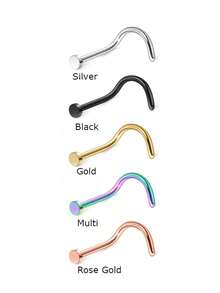 2 piezas Anillos y pendientes para la nariz de acero inoxidable, joyería de perforación de nariz con bola de 2MM para mujeres