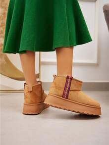 fandelle Cizme de zăpadă pentru femei, călduroase, casual, versatile, cu talpă groasă, toamnă/iarnă - Cămilă - Vizualizare 5
