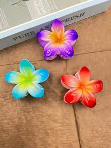 3 Stück/1 Stück 7,5 cm/2,95 Zoll Hibiskus Blumen förmige Kunststoff Haarspangen, blau/orange/lila, leicht, geeignet für den täglichen Gebrauch, Lässig, Party, Pendeln, Strand, Urlaub, Pferdeschwanz, Dutt, Gesichtswäsche, Make-up, Outfit Accessoire Winter Klammer Clips Herbst Haarklammern Elegante Haarspangen