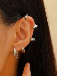 1 chiếc khuyên tai hình răng quỷ phong cách Gothic tối giản, thích hợp cho phụ nữ, các cặp đôi, tiệc tùng, trang trí hàng ngày - Bạc - Xem 4